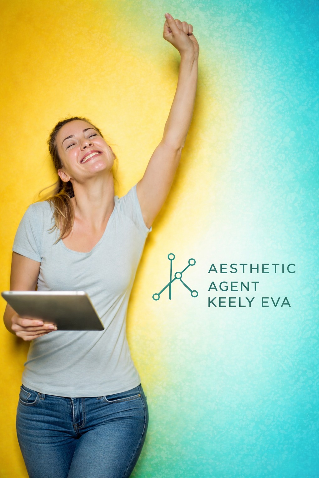 Happy client expressing satisfaction with aesthetic agent clinic support services